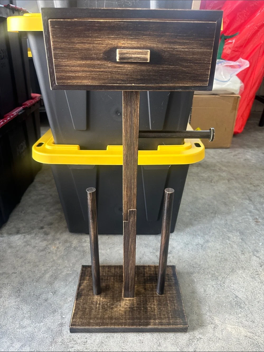 4 in 1 Toilet Paper/Wipes Wood Holder/Stand - Brown
